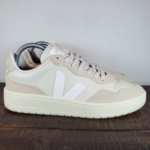 Veja V90 Womens Size 8 Leather Suede Casual Sneakers Shoes White Beige